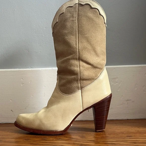 Zodiac USA Vintage Women's Size 10 Off White Suede Leather Western Cowboy Boots - Picture 5 of 15